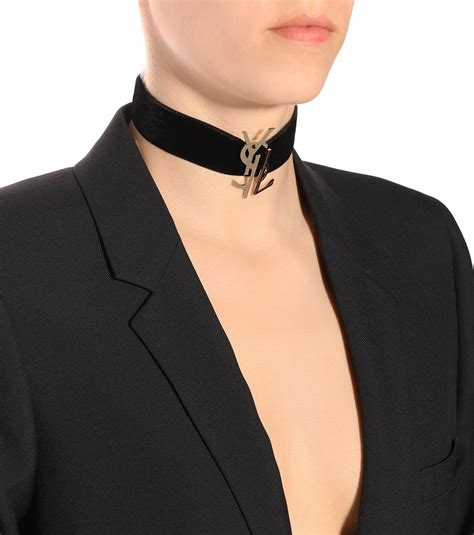 ysl choker velvet|Yves Saint Laurent Monogram Velvet Choker .